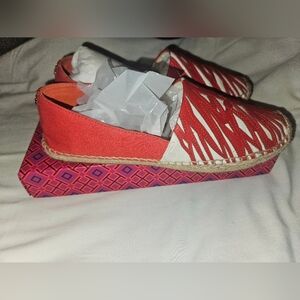 Tory Burch Espadrilles, 10.5, Red & Ivory